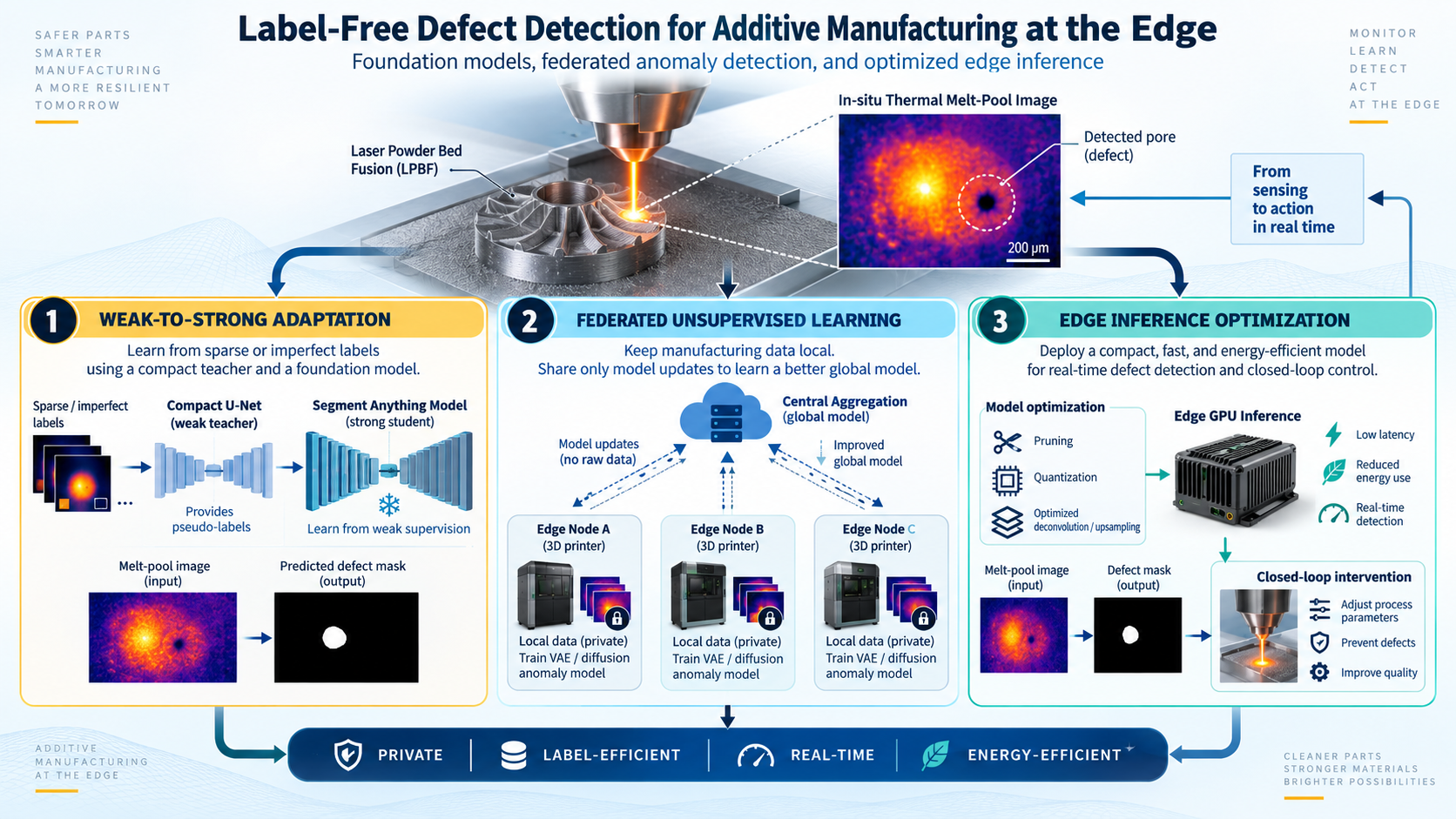 Label-free defect detection for additive manufacturing at the edge